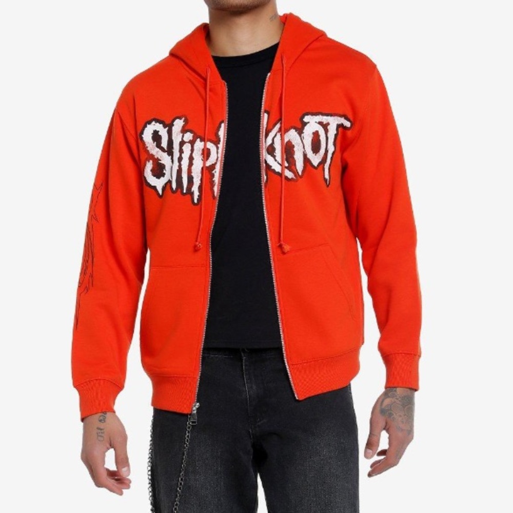 Unisex Slipknot Group Photo Orange Red Hoodie Hot Topic Metal Music‎